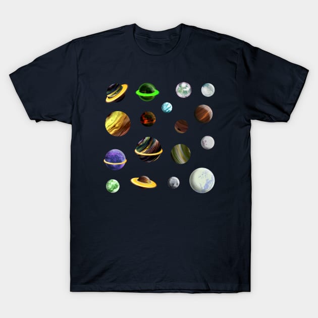 Neon Sci-Fi Planet Balls T-Shirt by Ti's Tees